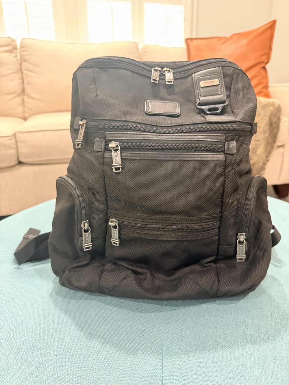 Tumi Black Nylon Multi-Pocket Backpack